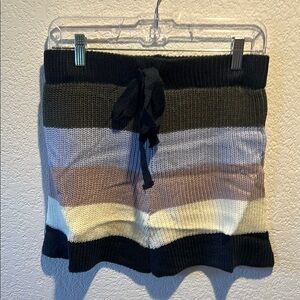 Striped Knit Shorts with Drawstring